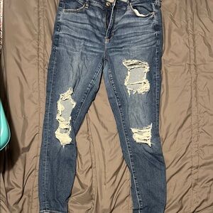 American Eagle Outfitters Blue Skinny Distressed Jeans